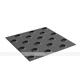 Тактильная PU плитка со сменными рифами, тип Конус шахматный, 300*300*6мм, PU/PL, серый / черный