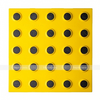 Тактильная PU плитка со сменными рифами, тип Конус линейный, 300*300*6мм, PU/PL, желтый/ черный